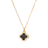 Black & Gold Clover Charm Pendant Necklace