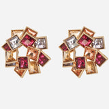 Gold Plated Red White and Yellow Stone Earrings