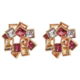 Gold Plated Red White and Yellow Stone Earrings