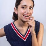 Enamel Plated Red Cat Stud Earrings with Enamel