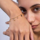 Gold Plated Multi Colour String Bracelet with CZ Stone