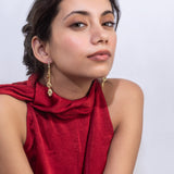 Gold Plated Long Drop Earrings for Women with CZ Stones