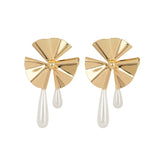 Gold and Pearl Long Earrings