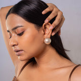 Gold Plated  Shell Pearl Stud Clip-On Earrings (20mm)