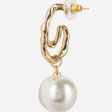 Pearl Abstract Shell Pearl Gold Plated Long Earrings
