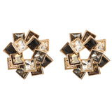 Gold Plated Black and White Stone Earrings