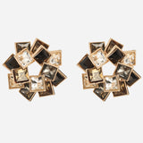 Gold Plated Black and White Stone Earrings