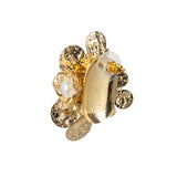 Floral Shell Pearl Gold Plated Earrings