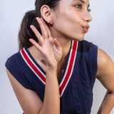 Enamel Plated Red Cat Stud Earrings with Enamel