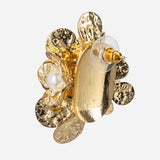 Floral Shell Pearl Gold Plated Earrings
