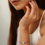 Silver Floral Charm Bracelet