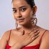 White & Red Cubic Zirconia Heart Earrings