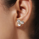 Three CZ Stone Gold Plated Earrings