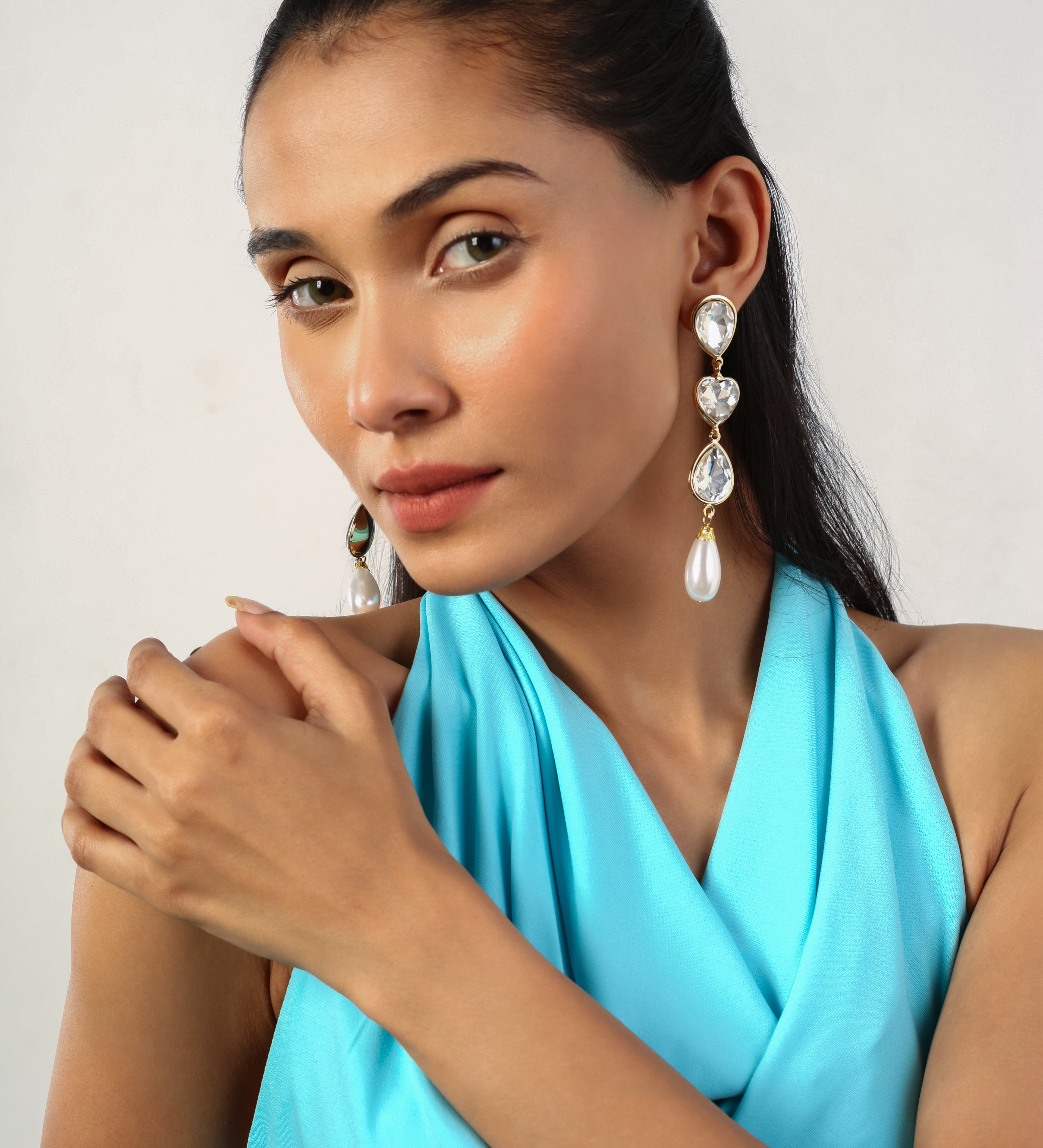 LONG CZ STONE GOLD PLATED DANGLING