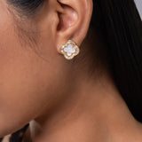 Gold Plated Earrings with Mother of Pearl & Cubic Zirconia