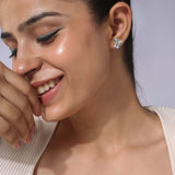 Three CZ Stone Gold Plated Earrings