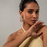 Pearly Floral Waterfall Gold plated Earrings