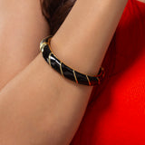Black Enamel Gold Bracelet Cuff