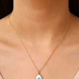 Gold Teardrop Evil Eye Pendant Necklace