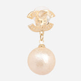 Chanel Gold Plated Earrings with Cubic Zirconia & Shell Pearl