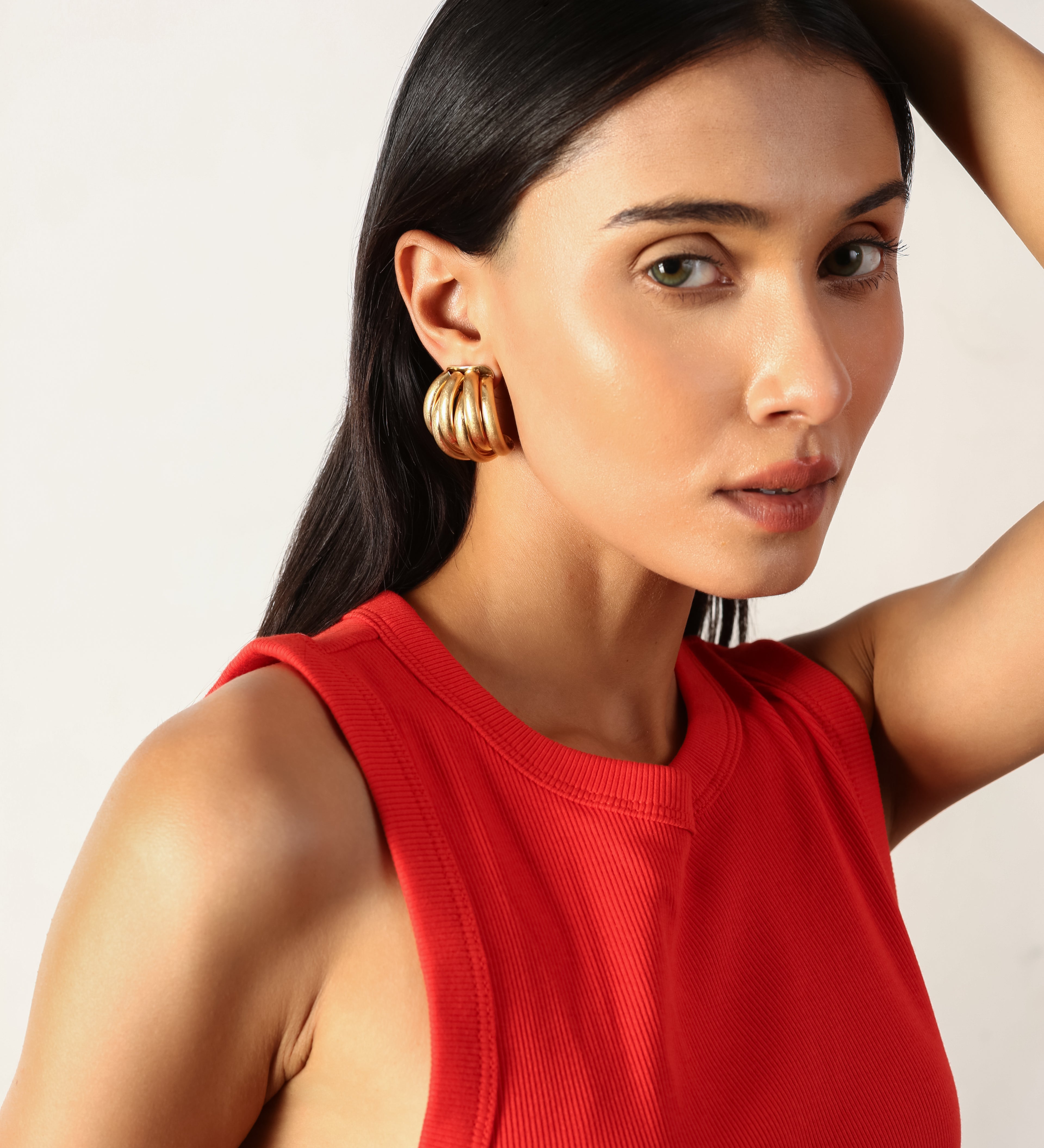Gold Plated Teist Drop Studs