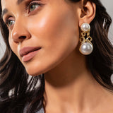 Ornate Gold plated Pearl Earrings