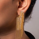 18K Gold Plated Long Hanging Cubic Zirconia Earring