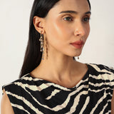 SHINY CZ STONE GOLD PLATED ANTITARNISH EARRING