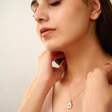 Gold Teardrop Evil Eye Pendant Necklace