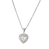 Silver Heart Pendant with White Gemstone Necklace