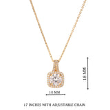 Gold Square Pendant with Round Gemstone Necklace