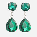 Green Cubic Zirconia Silver Plated Earrings