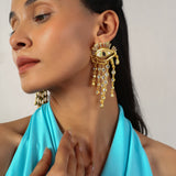 Royal Chain Flow Eyes Gold Plated Antitarnish Earring