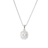 Silver Halo Oval Pendant Necklace