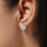 Silver Plated White CZ Stone Hanging Earrings