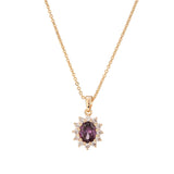 Gold Halo Oval Pendant Necklace