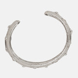 Thick Floral Silver Bracelet Cuff