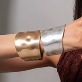Silver Boho Hammered  Cuff