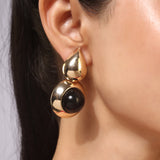 Gold Plated Black Stone Earrings