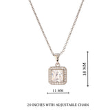 Silver Crystal Square Halo Pendant Necklace