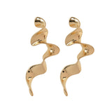 Wavy Gold plated Long Earrings