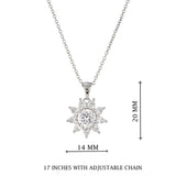 Silver Crystal Flower Pendant Necklace