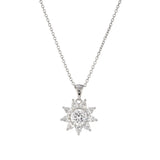 Silver Crystal Flower Pendant Necklace