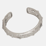 Thick Floral Silver Bracelet Cuff