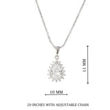 Silver Crystal Teardrop Pendant Necklace