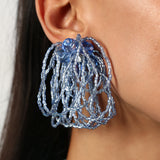 Blue Shiny Glowing Silver Plated Earring