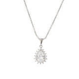 Silver Crystal Teardrop Pendant Necklace