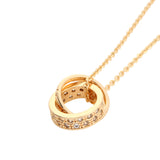 Gold Interlocking Circle Pendant with Crystals Necklace
