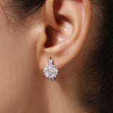 Silver Plated White CZ Stone Hanging Earrings
