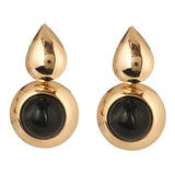 Gold Plated Black Stone Earrings